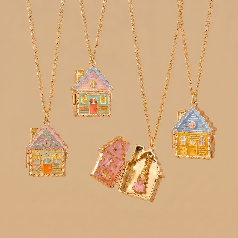 Home Fragrance Gingerbread - Colorful Gingerbread House Necklace Open and